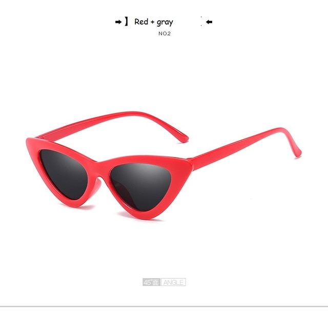 Cute Sexy Retro Cat Eye Sunglasses Women Small Black Transparent Pink Triangle