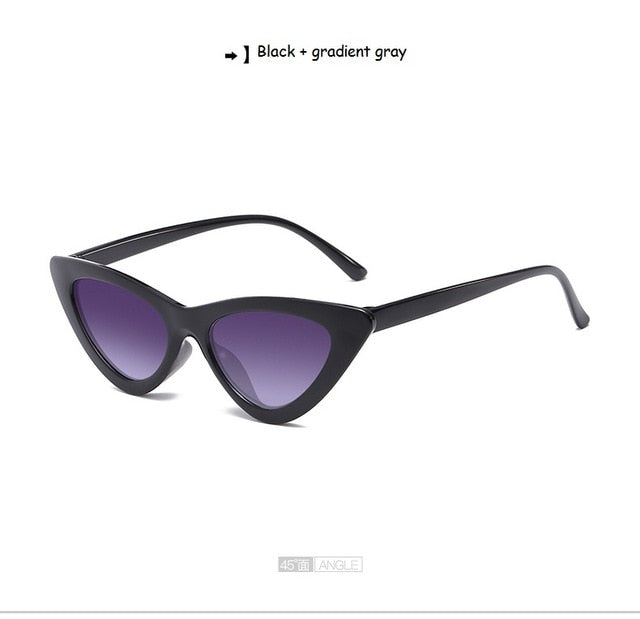 Cute Sexy Retro Cat Eye Sunglasses Women Small Black Transparent Pink Triangle