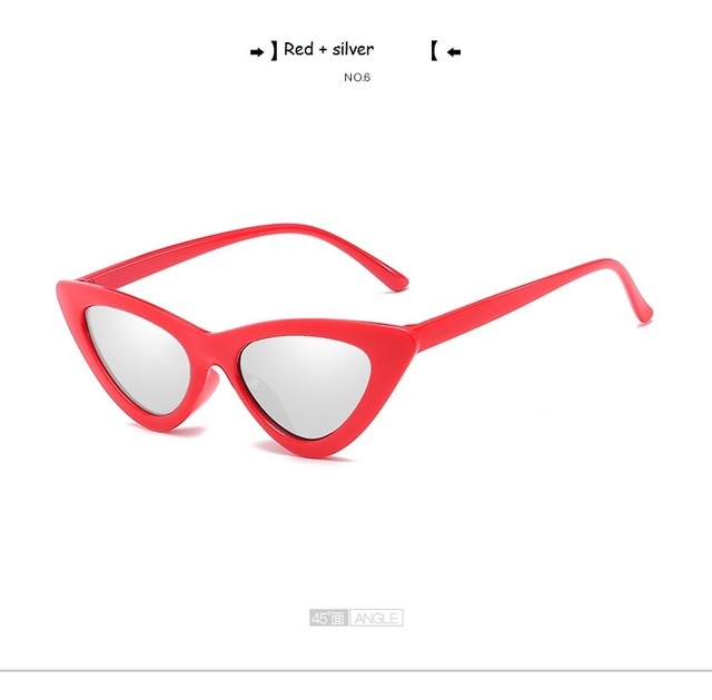 Cute Sexy Retro Cat Eye Sunglasses Women Small Black Transparent Pink Triangle