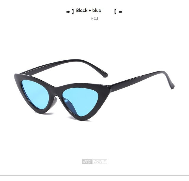Cute Sexy Retro Cat Eye Sunglasses Women Small Black Transparent Pink Triangle