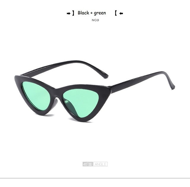 Cute Sexy Retro Cat Eye Sunglasses Women Small Black Transparent Pink Triangle