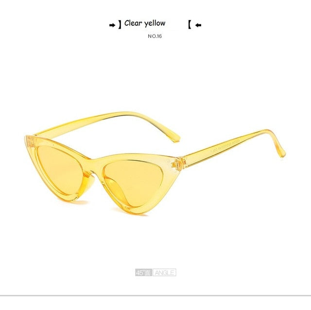 Cute Sexy Retro Cat Eye Sunglasses Women Small Black Transparent Pink Triangle