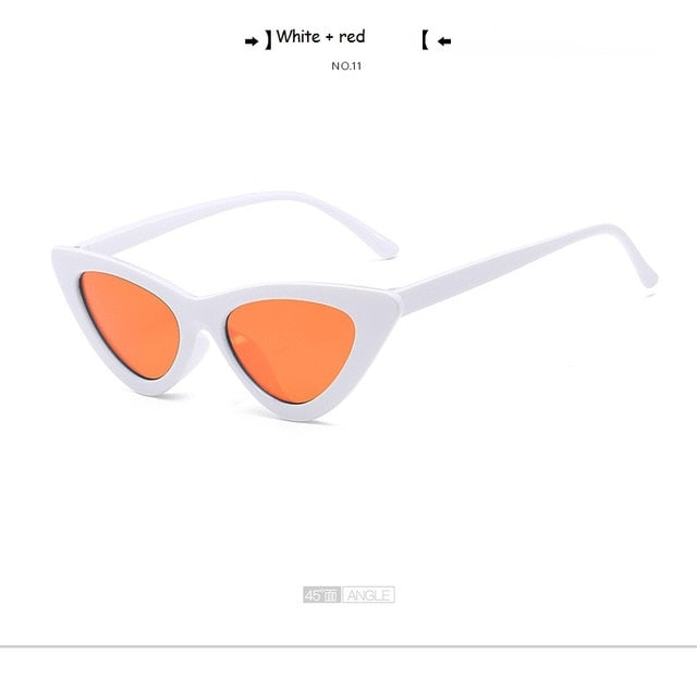 Cute Sexy Retro Cat Eye Sunglasses Women Small Black Transparent Pink Triangle