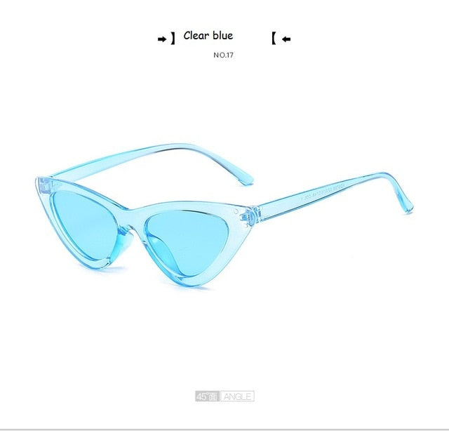 Cute Sexy Retro Cat Eye Sunglasses Women Small Black Transparent Pink Triangle