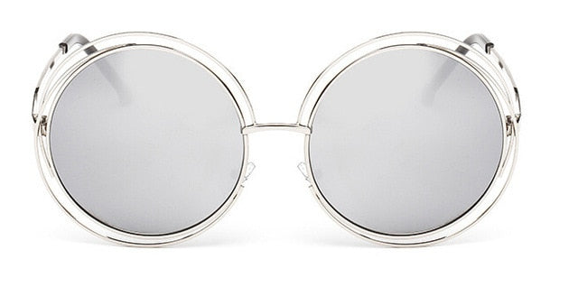 Round Big Size Oversized Lens Women Brand Metal Frame Lady Sunglasses