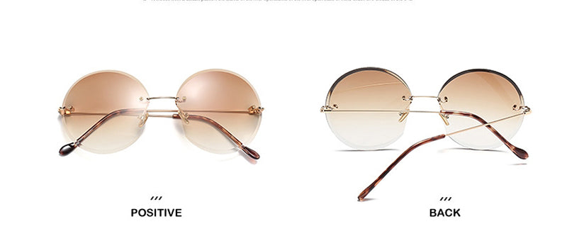 Metal Goggle Rimless Sunglasses Women Ocean Lens Classic