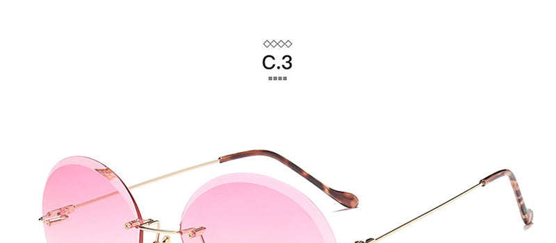 Metal Goggle Rimless Sunglasses Women Ocean Lens Classic