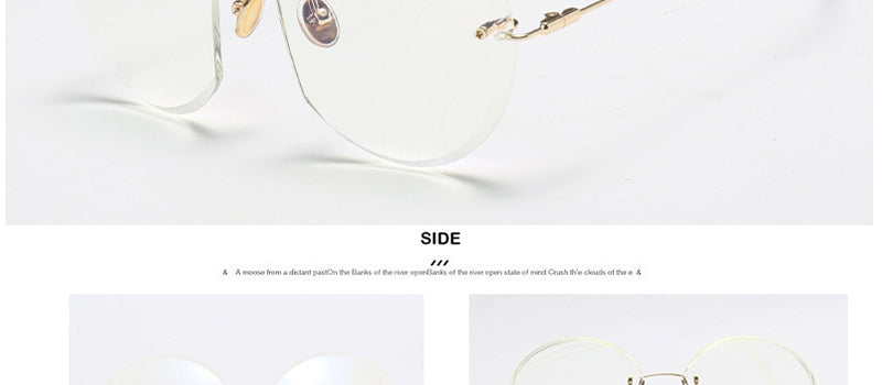 Metal Goggle Rimless Sunglasses Women Ocean Lens Classic