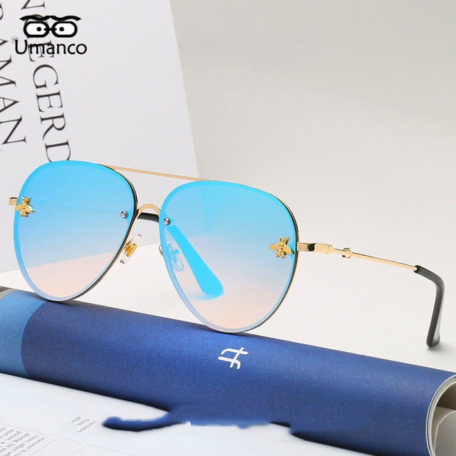 Gold Frame Bee Sunglasses Women Travel Glasses 2019 Models