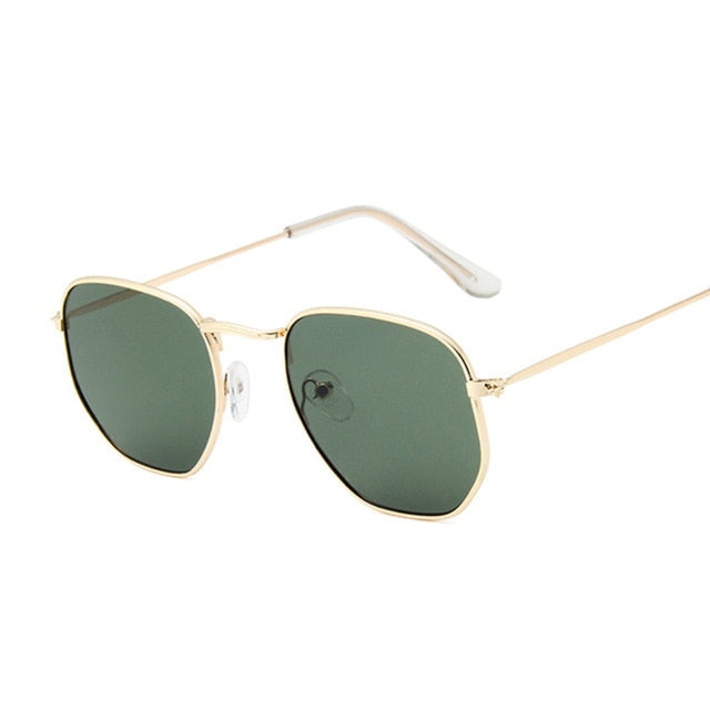 Hexagon Black Sunglasses Women Brand Small Square Frame Driving Fishing