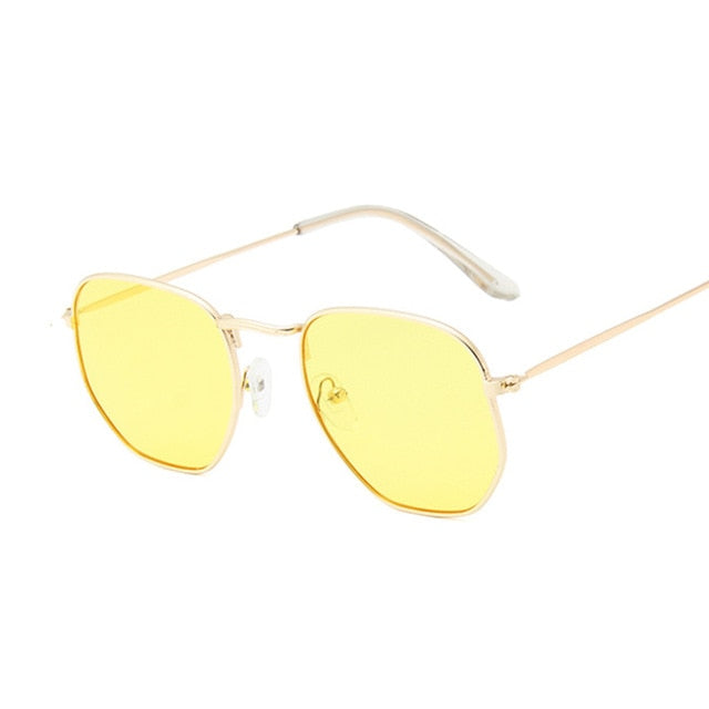 Hexagon Black Sunglasses Women Brand Small Square Frame Driving Fishing