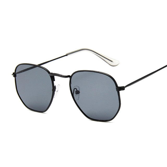 Hexagon Black Sunglasses Women Brand Small Square Frame Driving Fishing