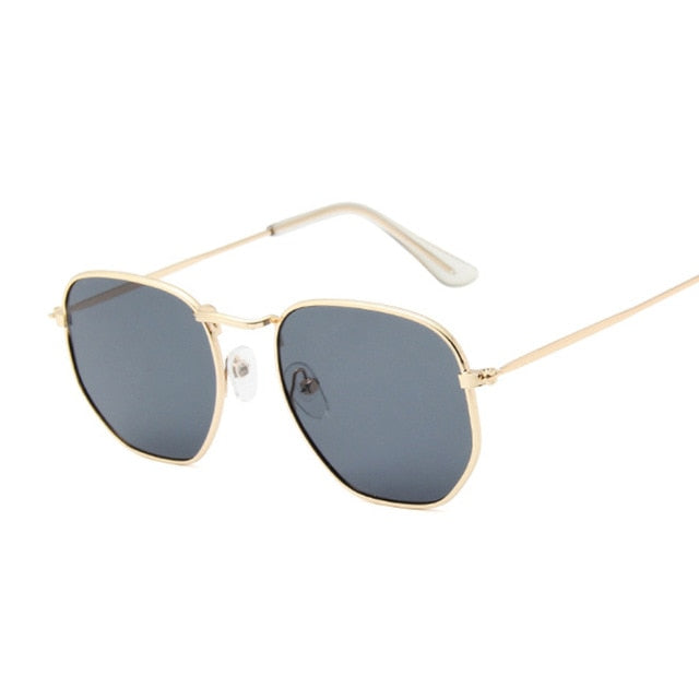 Hexagon Black Sunglasses Women Brand Small Square Frame Driving Fishing