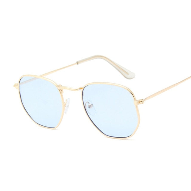 Hexagon Black Sunglasses Women Brand Small Square Frame Driving Fishing
