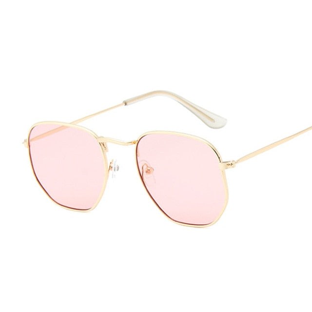 Hexagon Black Sunglasses Women Brand Small Square Frame Driving Fishing