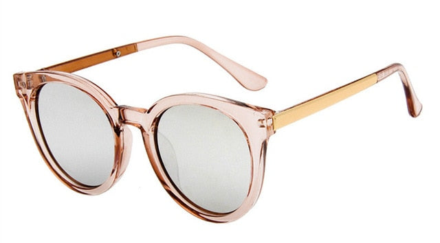 Cat Eye Pink Sunglasses Women Mirror Female Square Sun Glasses Coating Models For Women