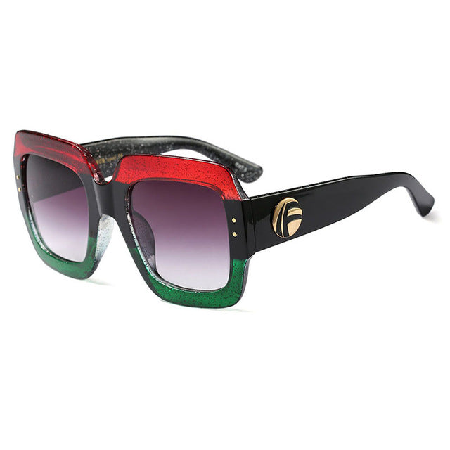 New Oversized Square Sunglasses Women Brand Red Green Models
