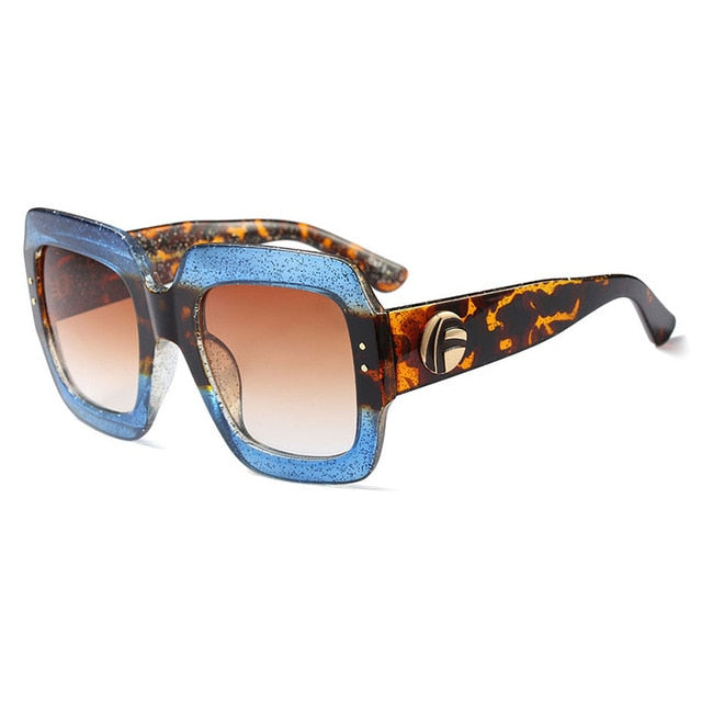 New Oversized Square Sunglasses Women Brand Red Green Models
