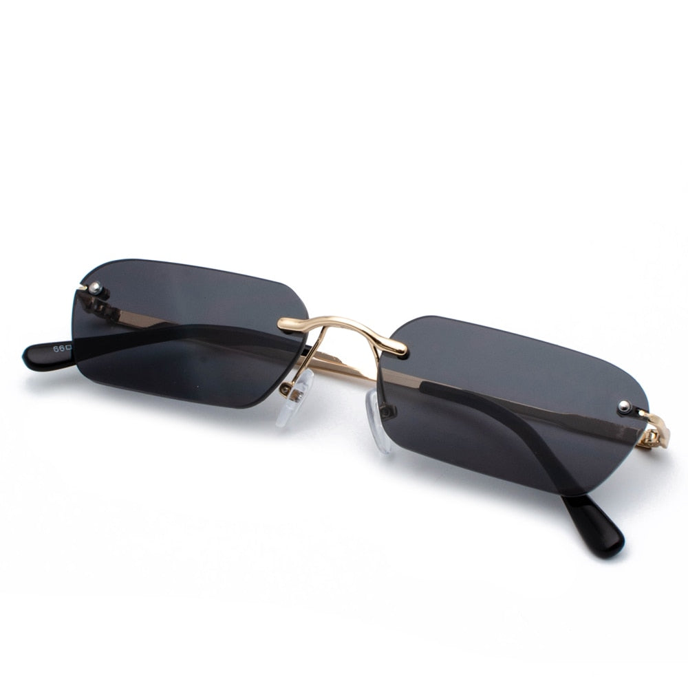 Rimless Rectangular Sunglasses Women Clear Color 2019
