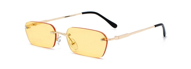 Rimless Rectangular Sunglasses Women Clear Color 2019
