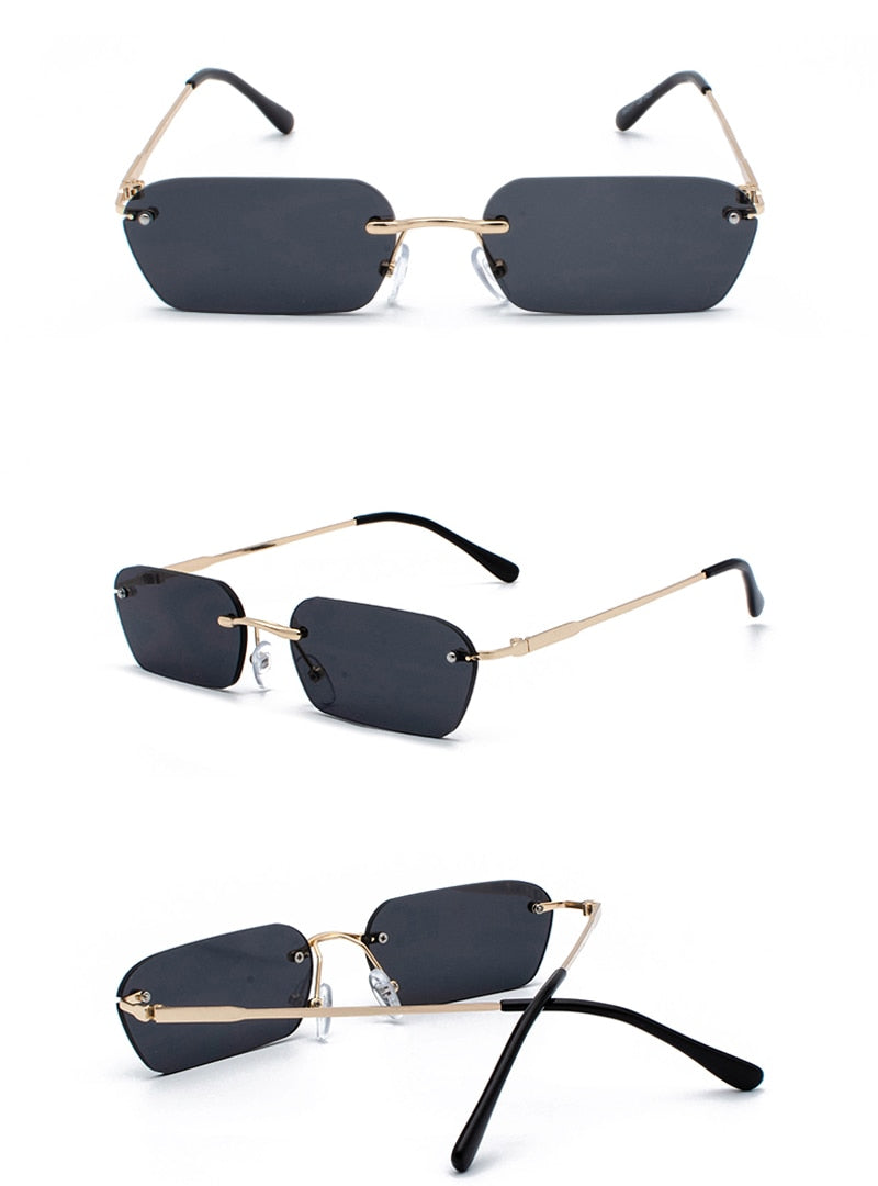 Rimless Rectangular Sunglasses Women Clear Color 2019