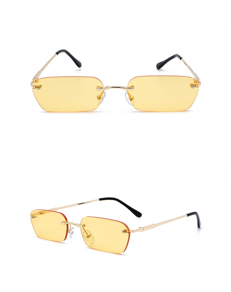 Rimless Rectangular Sunglasses Women Clear Color 2019