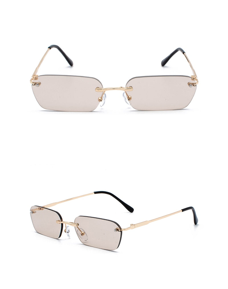 Rimless Rectangular Sunglasses Women Clear Color 2019