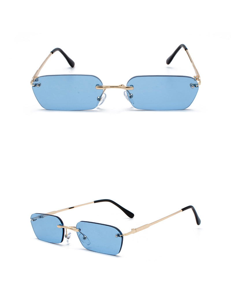 Rimless Rectangular Sunglasses Women Clear Color 2019