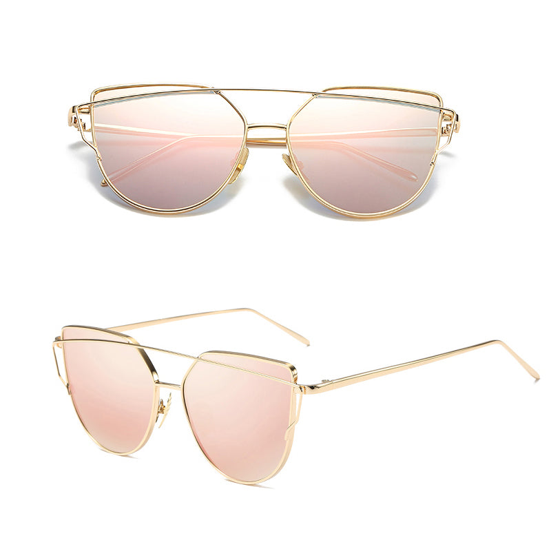 Cat Eye Rose Gold Mirror Woman's Sunglasses