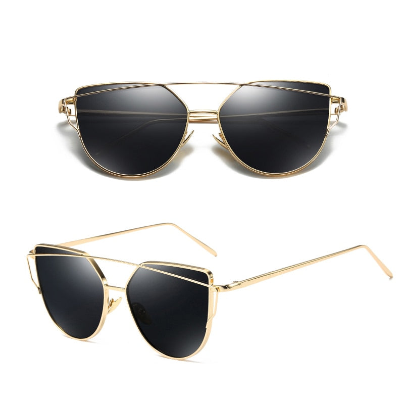 Cat Eye Rose Gold Mirror Woman's Sunglasses
