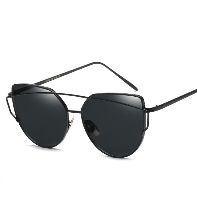 Cat Eye Rose Gold Mirror Woman's Sunglasses