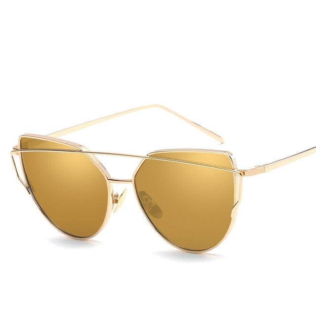 Cat Eye Rose Gold Mirror Woman's Sunglasses