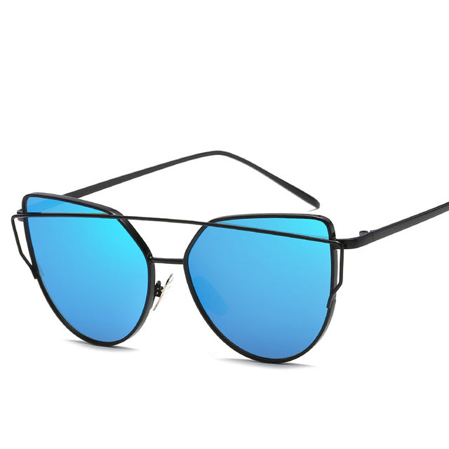 Cat Eye Rose Gold Mirror Woman's Sunglasses