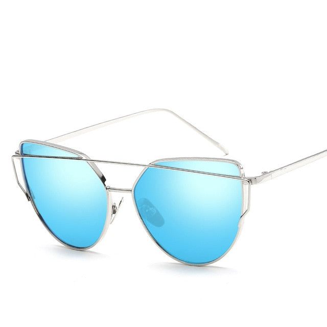 Cat Eye Rose Gold Mirror Woman's Sunglasses