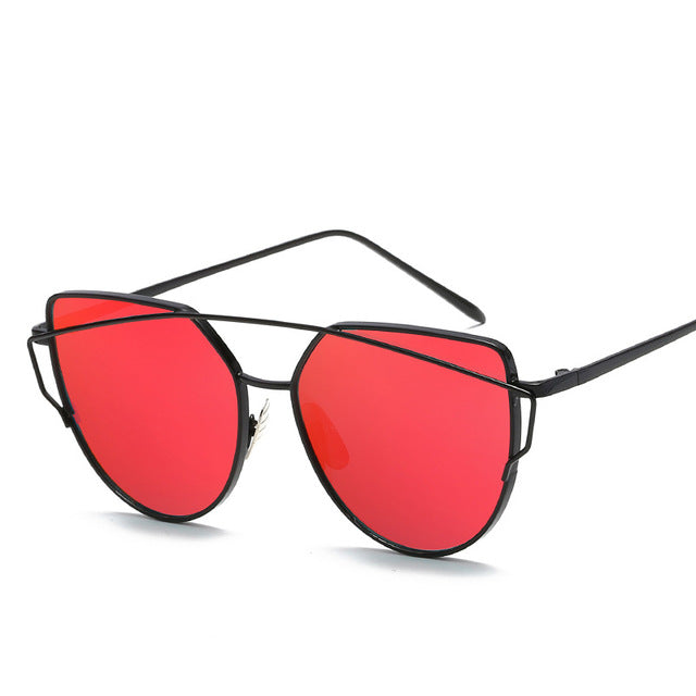 Cat Eye Rose Gold Mirror Woman's Sunglasses