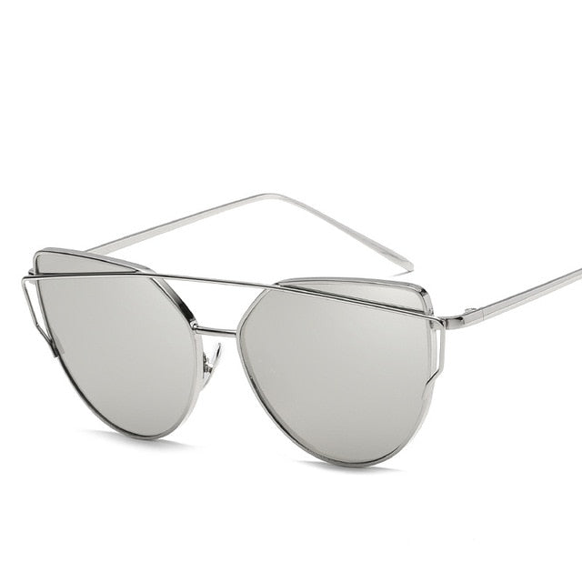 Cat Eye Rose Gold Mirror Woman's Sunglasses