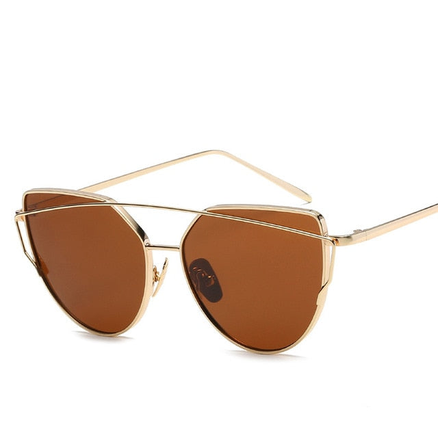 Cat Eye Rose Gold Mirror Woman's Sunglasses