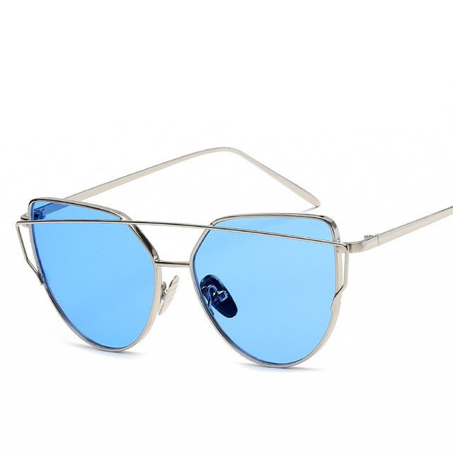 Cat Eye Rose Gold Mirror Woman's Sunglasses