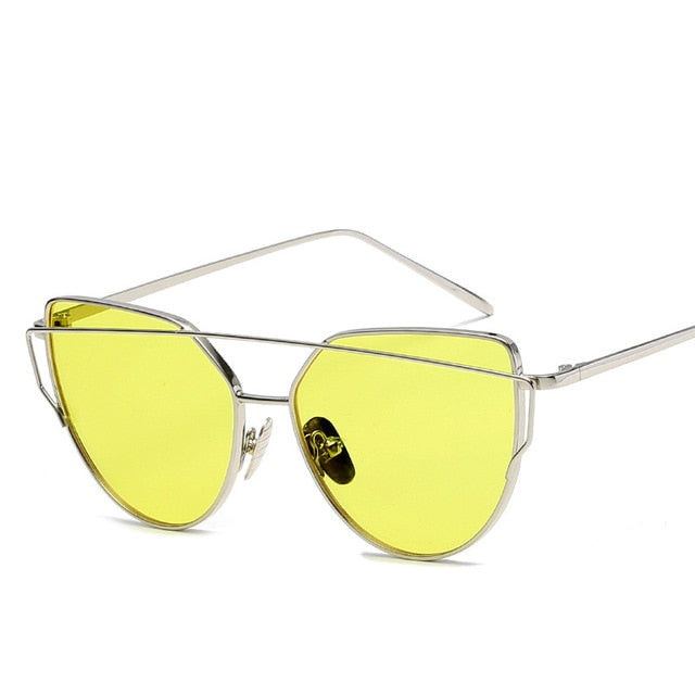 Cat Eye Rose Gold Mirror Woman's Sunglasses