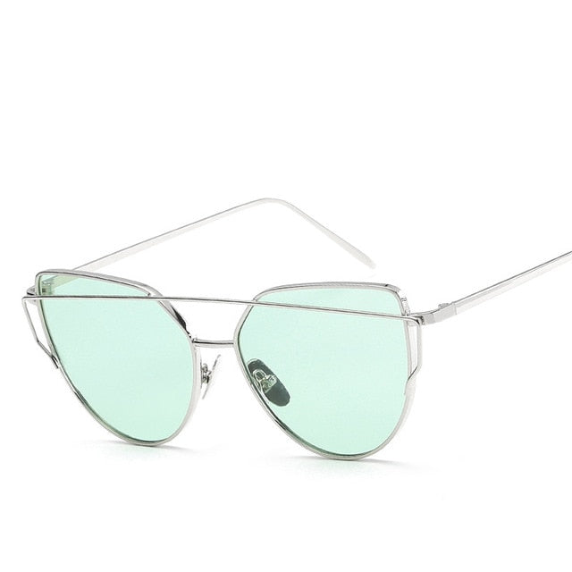 Cat Eye Rose Gold Mirror Woman's Sunglasses