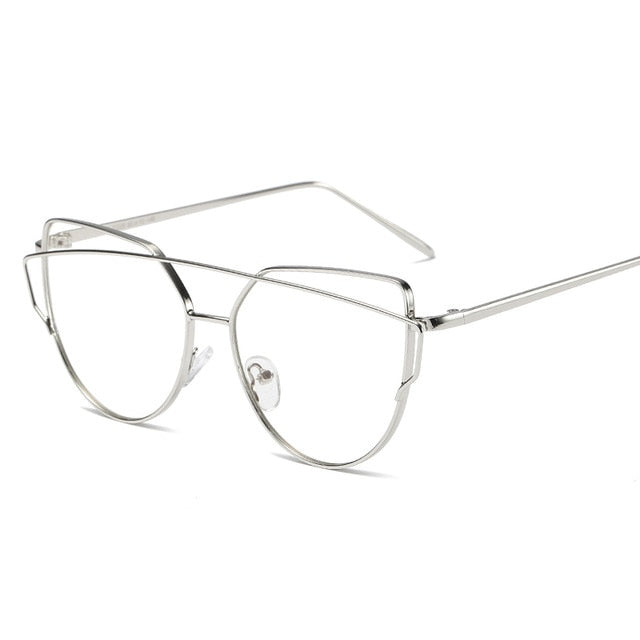 Cat Eye Rose Gold Mirror Woman's Sunglasses