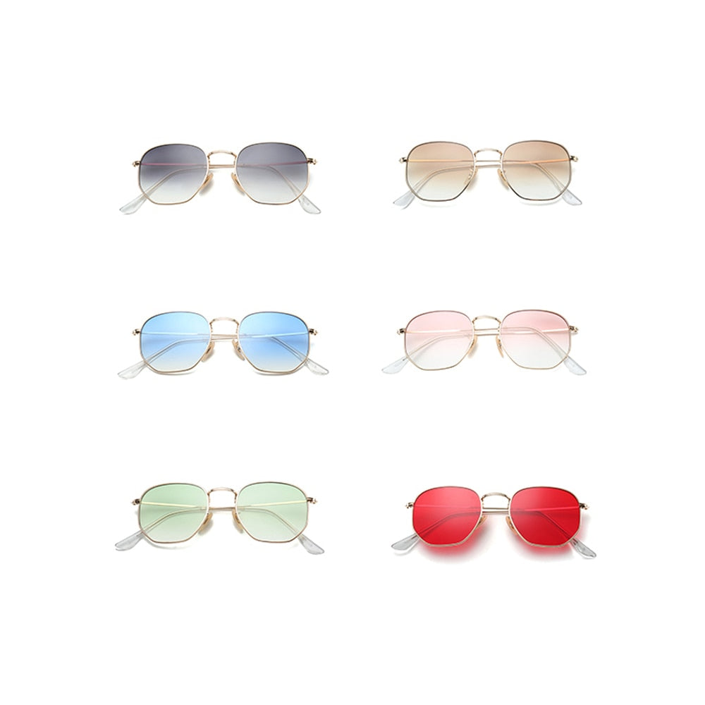 Square Sunglasses Clear Lens Metal Frame Small Sunglasses for Women Models