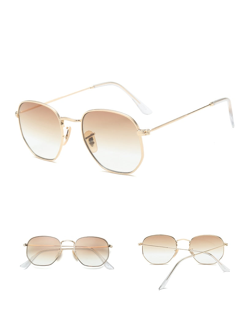 Square Sunglasses Clear Lens Metal Frame Small Sunglasses for Women Models