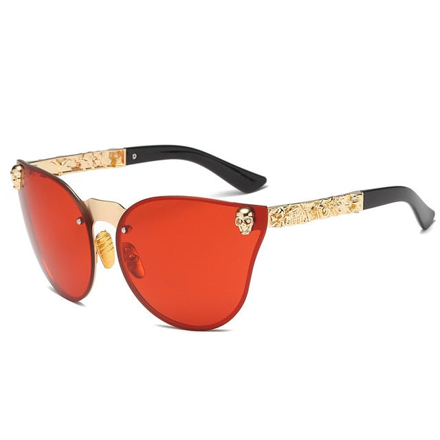 Fashion Women Gothic Sunglasses Skull Frame Metal Temple High Quality Sunglasses
