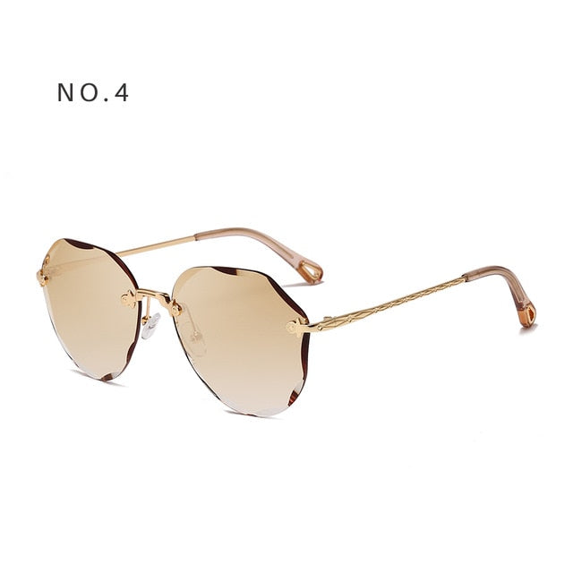 Sunglasses For Women Ladies Rimless Diamond Cutting 2019