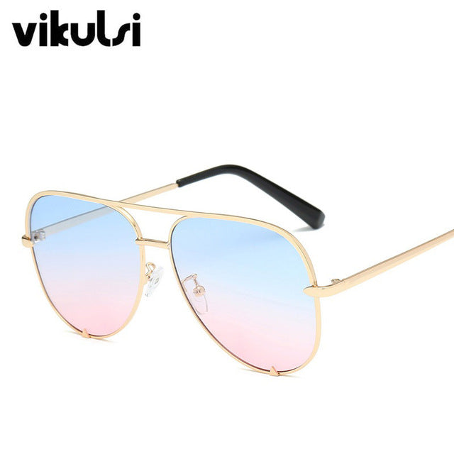 Black Sunglasses Silver Mirror Metal Pilot Sunglasses Women Top Fashion Eyewear
