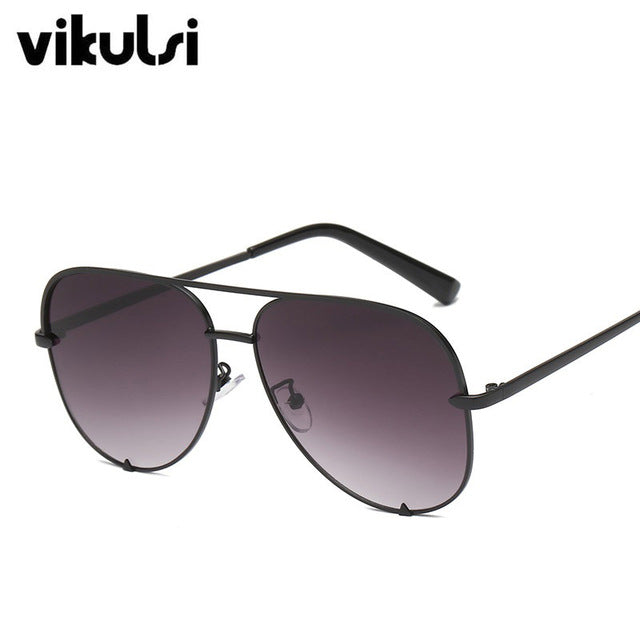 Black Sunglasses Silver Mirror Metal Pilot Sunglasses Women Top Fashion Eyewear