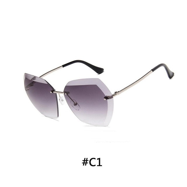Luxury Rimless Sunglasses Women 2019