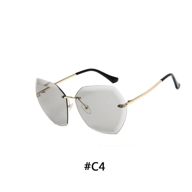 Luxury Rimless Sunglasses Women 2019