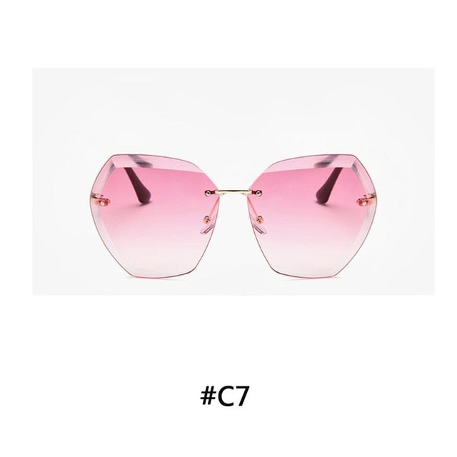 Luxury Rimless Sunglasses Women 2019